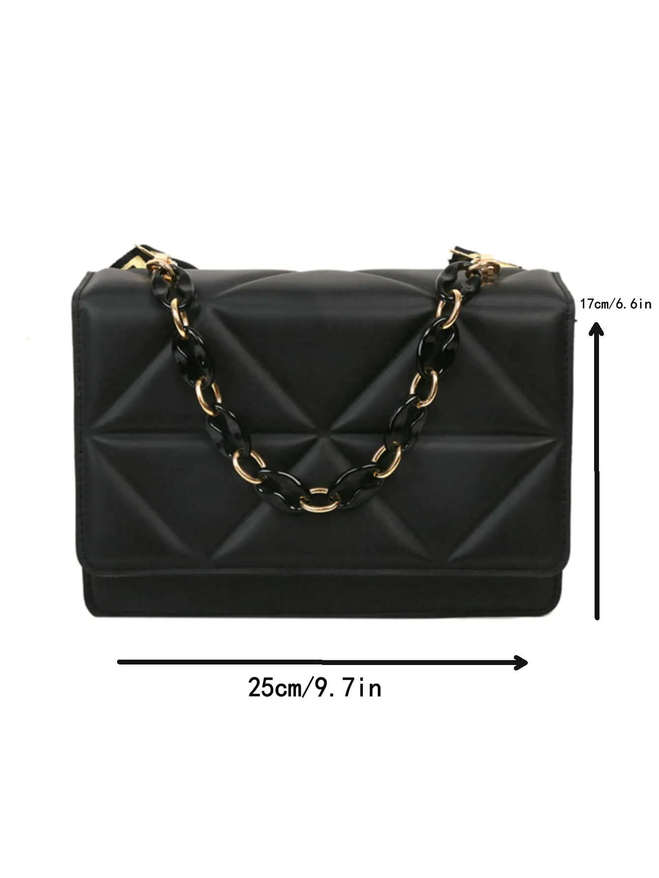 Quilted Embossed Flap Chain Bag