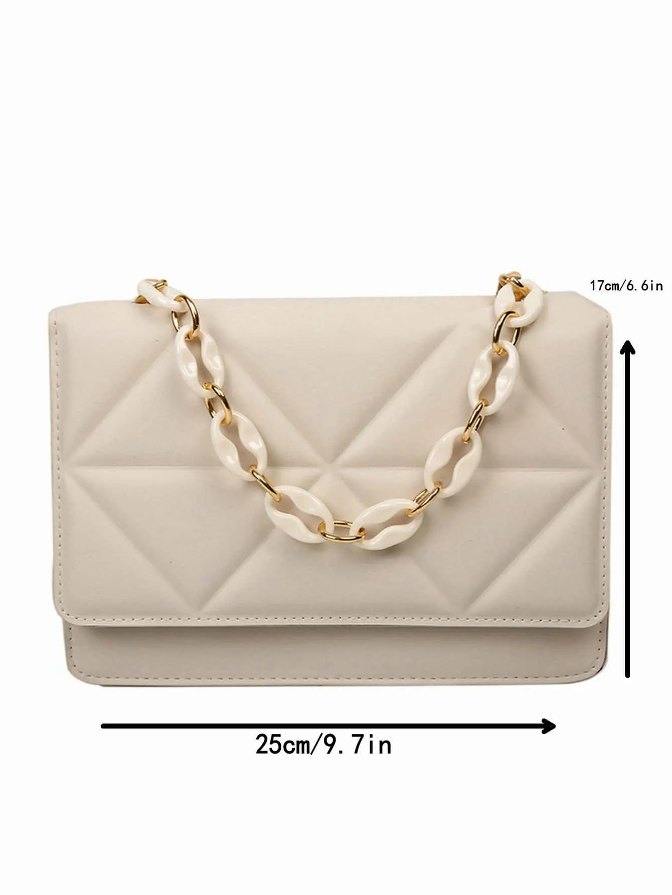 Quilted Embossed Flap Chain Bag