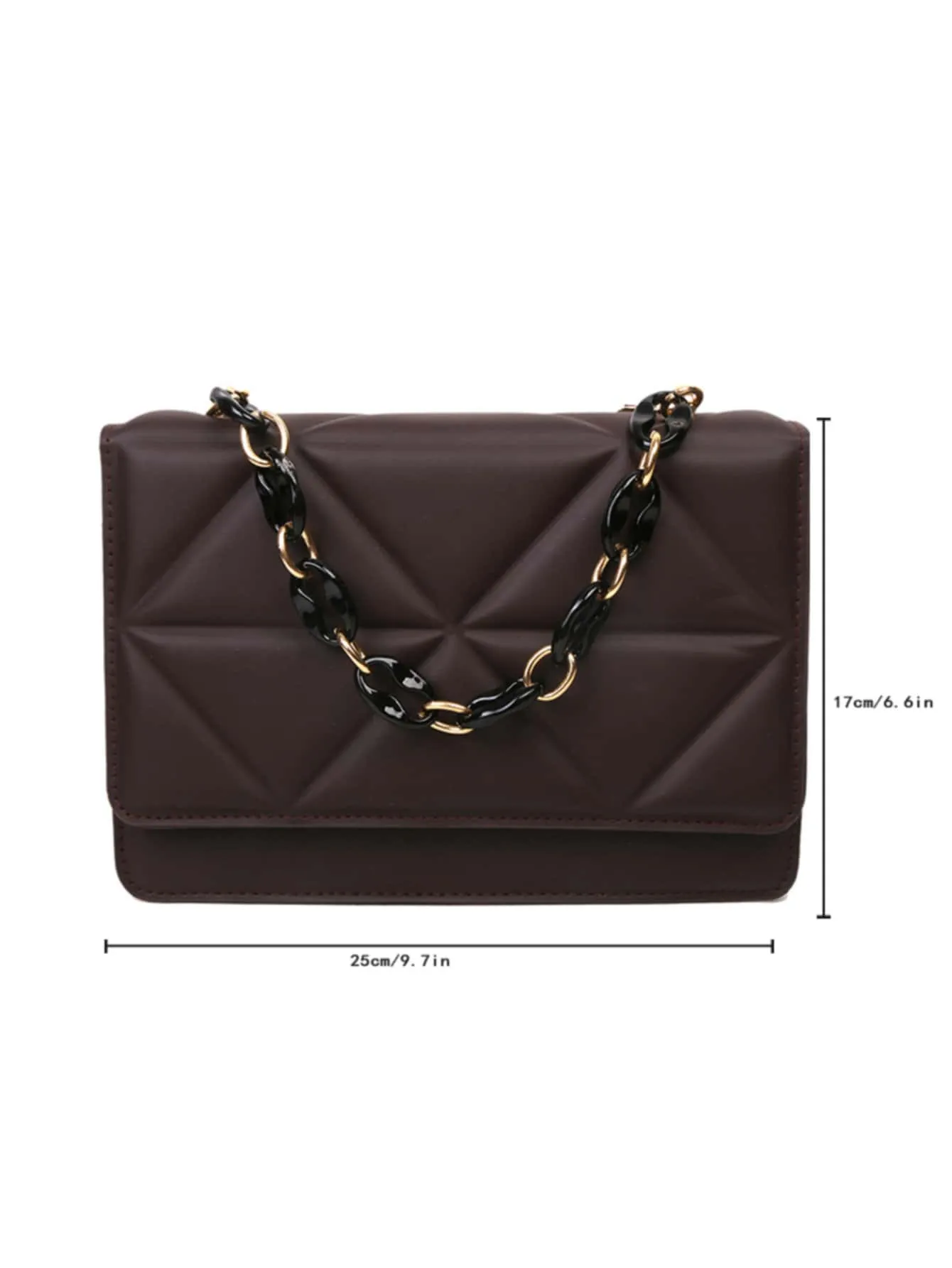 Quilted Embossed Flap Chain Bag