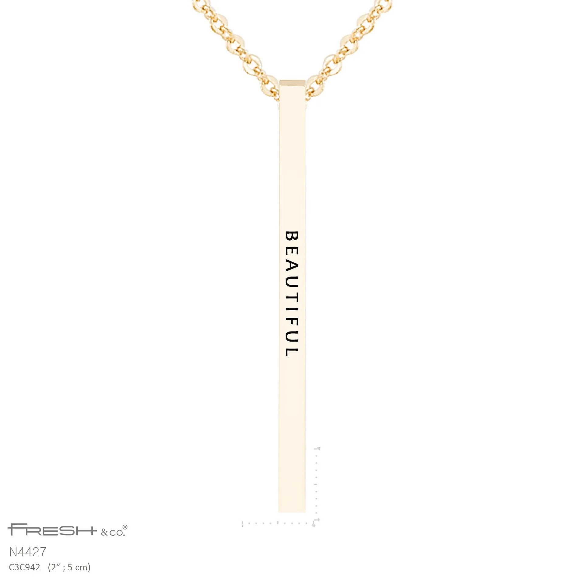 "Beautiful" Vertical Bar Necklace