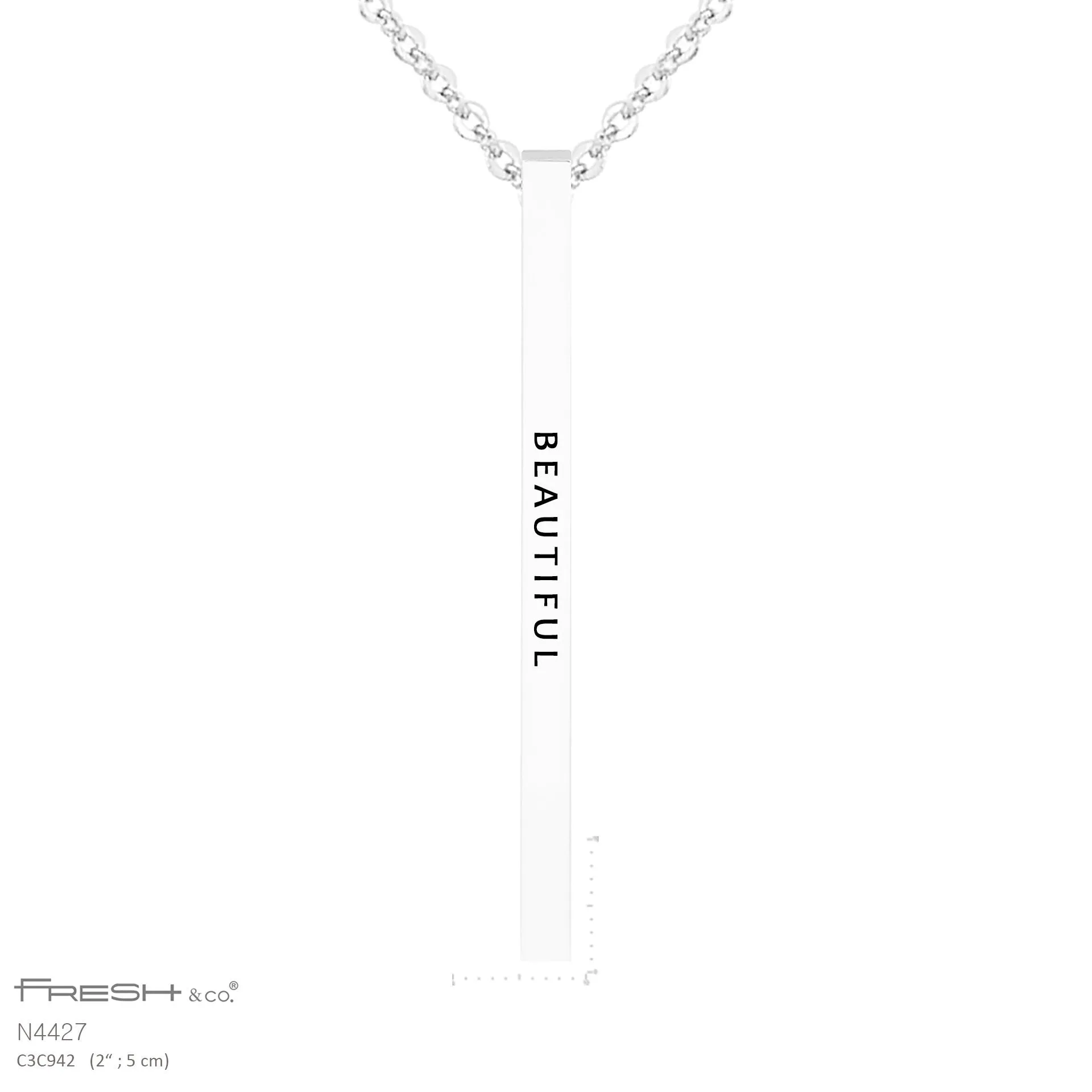 "Beautiful" Vertical Bar Necklace
