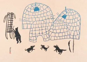 "Man Repairing Sled" Art Card by Indigenous Artist Pitseolak Ashoona