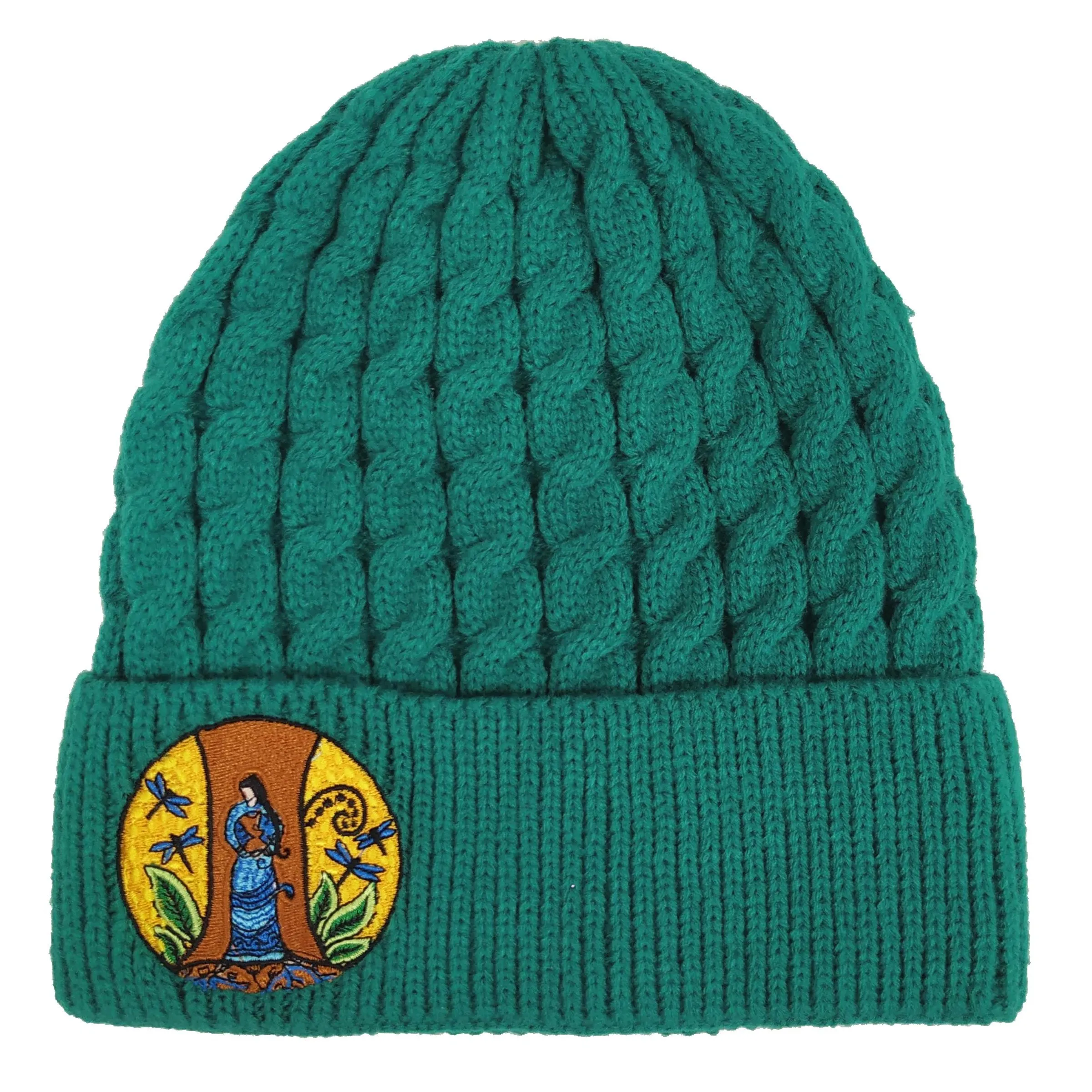 "Strong Earth Woman" Embroidered Toque Métis artist Leah Dorion