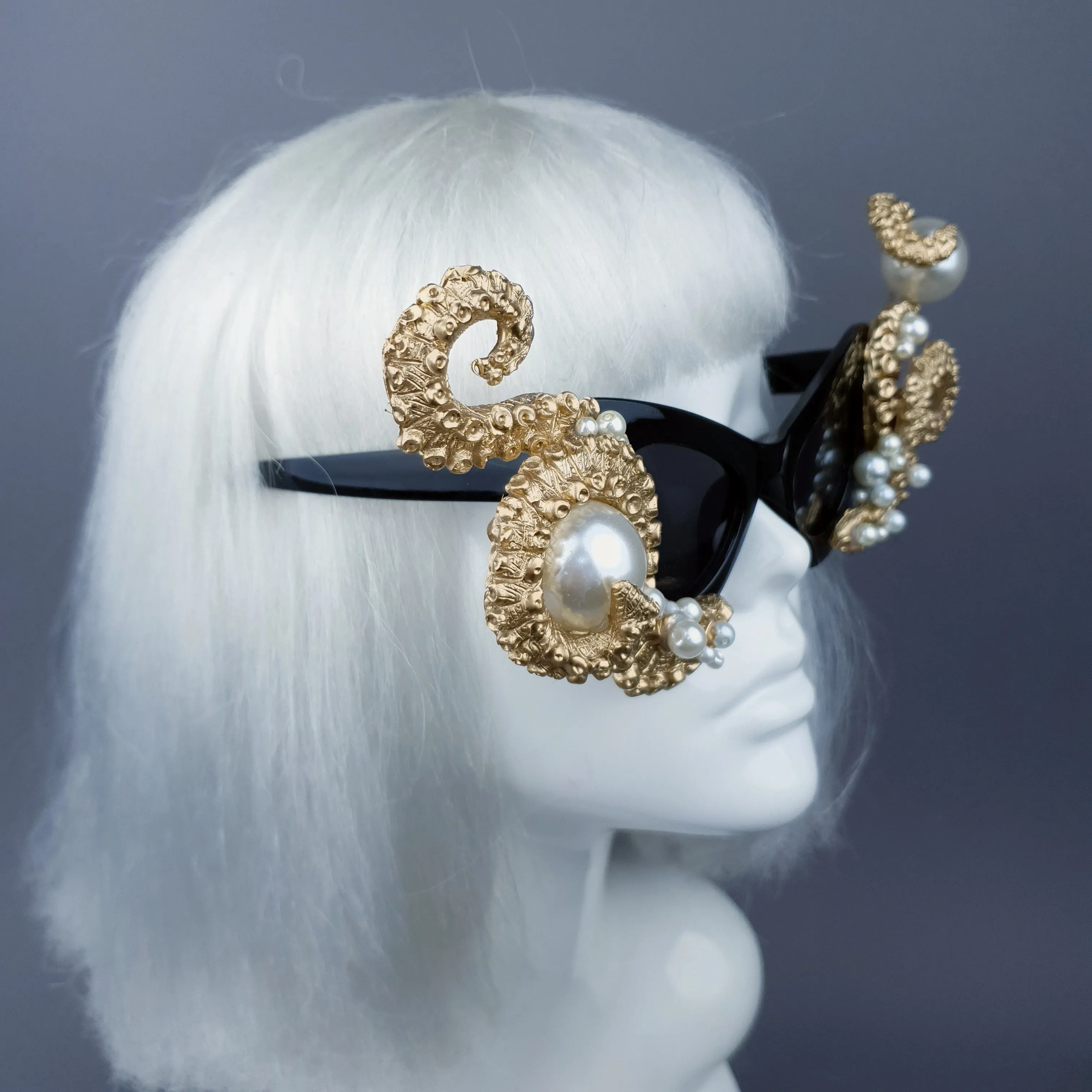 "Ursula" Gold & Pearl Octopus Kraken Tentacle Sunglasses