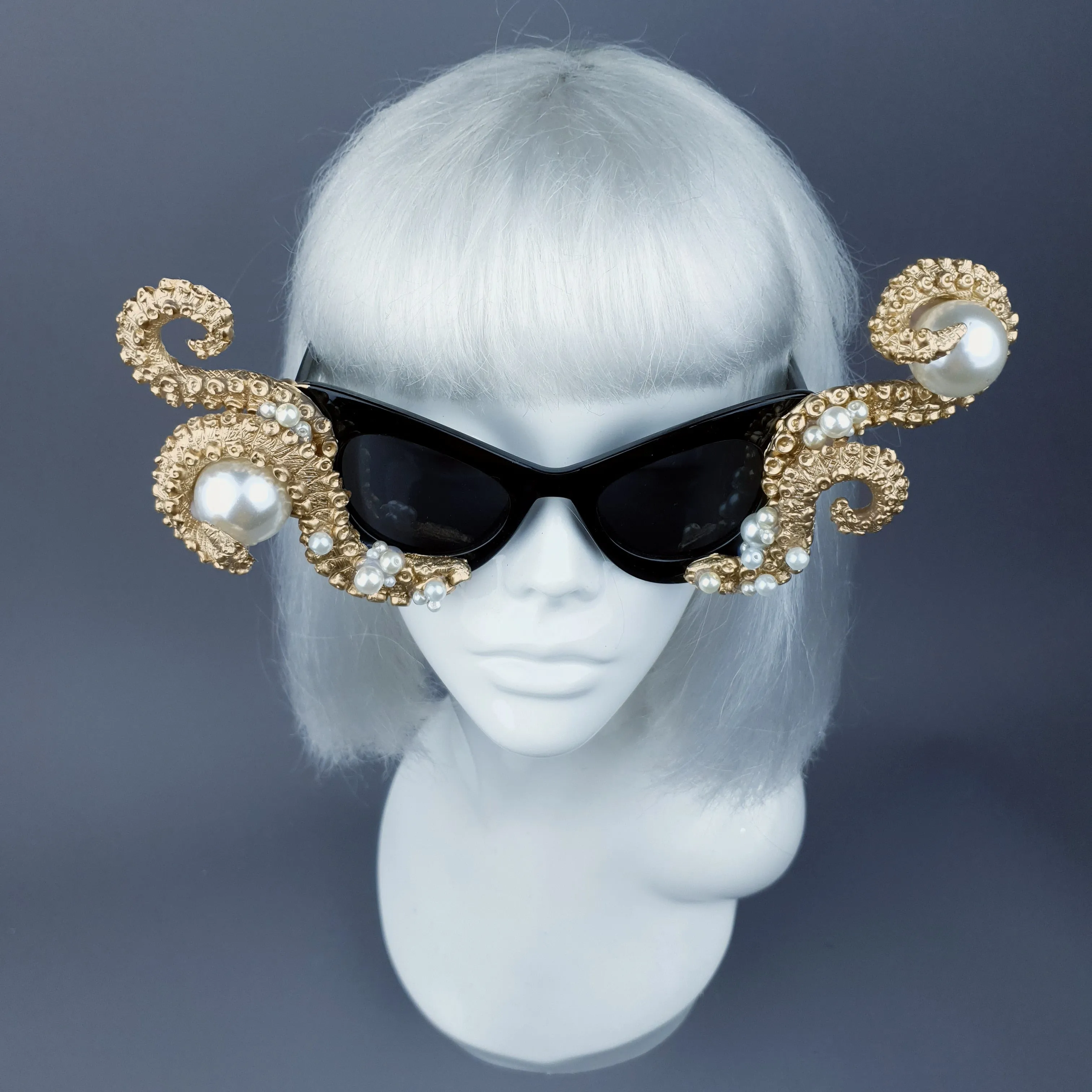 "Ursula" Gold & Pearl Octopus Kraken Tentacle Sunglasses