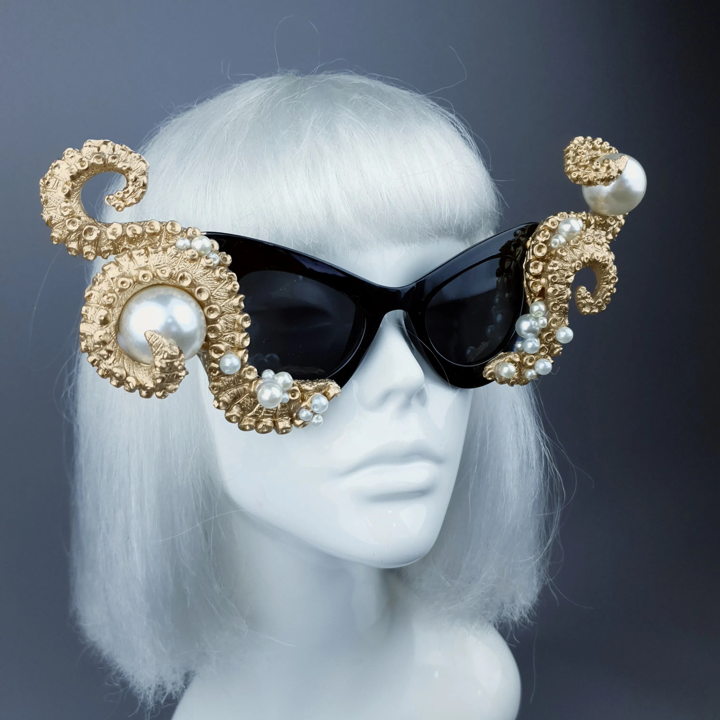 "Ursula" Gold & Pearl Octopus Kraken Tentacle Sunglasses