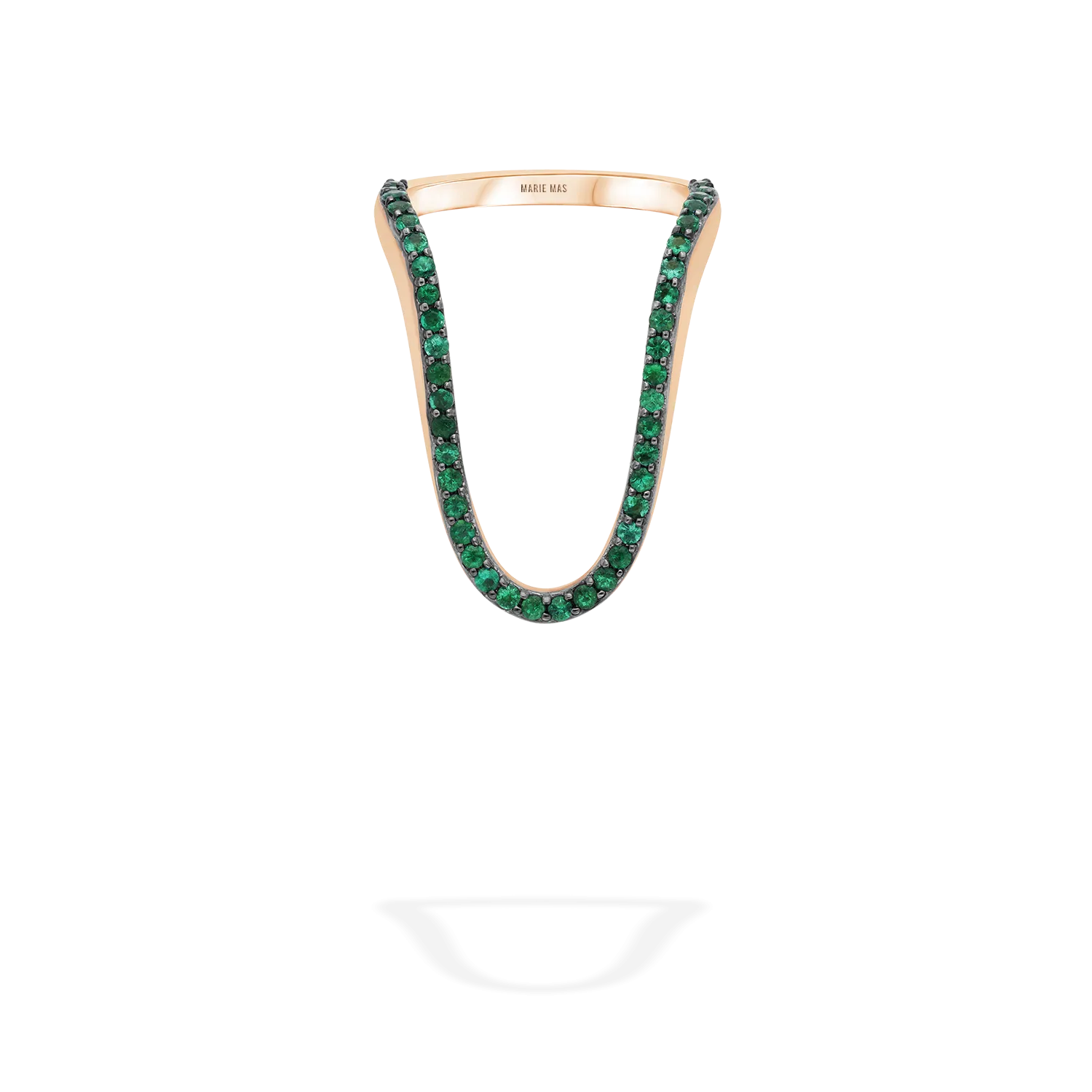 Radiant Ring  | Half pavé, rose gold & emeralds