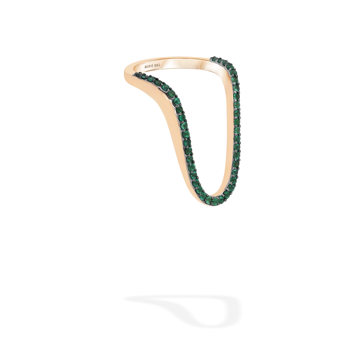 Radiant Ring  | Half pavé, rose gold & emeralds