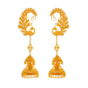 Regal Traditional 22k Gold Jhumka Pasha Earrings