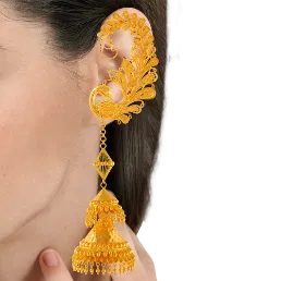 Regal Traditional 22k Gold Jhumka Pasha Earrings