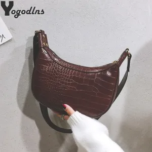 Retro Crocodile Pattern Crossbody Bags For Women 2021 Luxury Hobo Bags Women Bags Designer Saddle Bags Lady Purses And Handbags