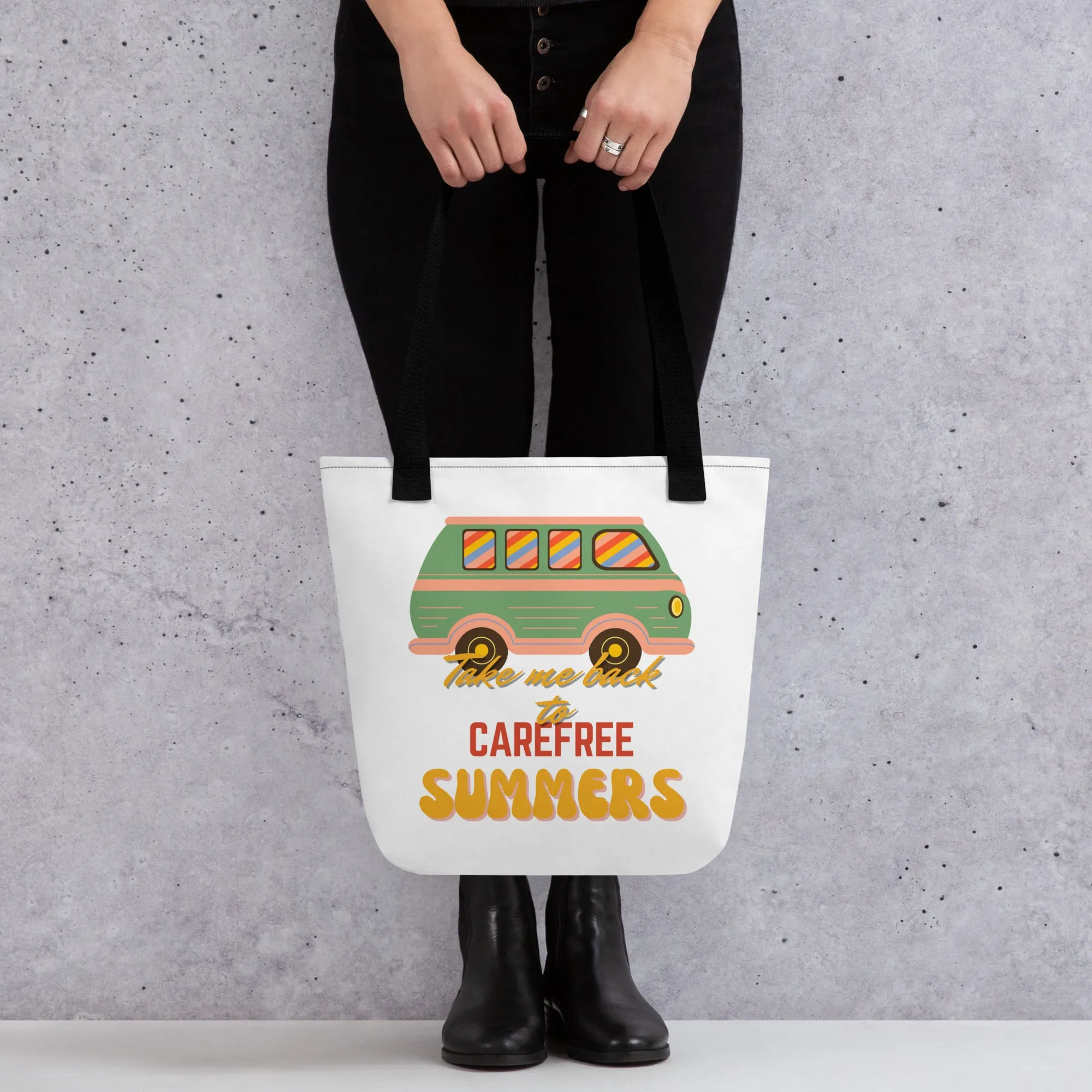 Retro Roadtrip Ready: 'Take Me Back to Carefree Summers' Tote Bag