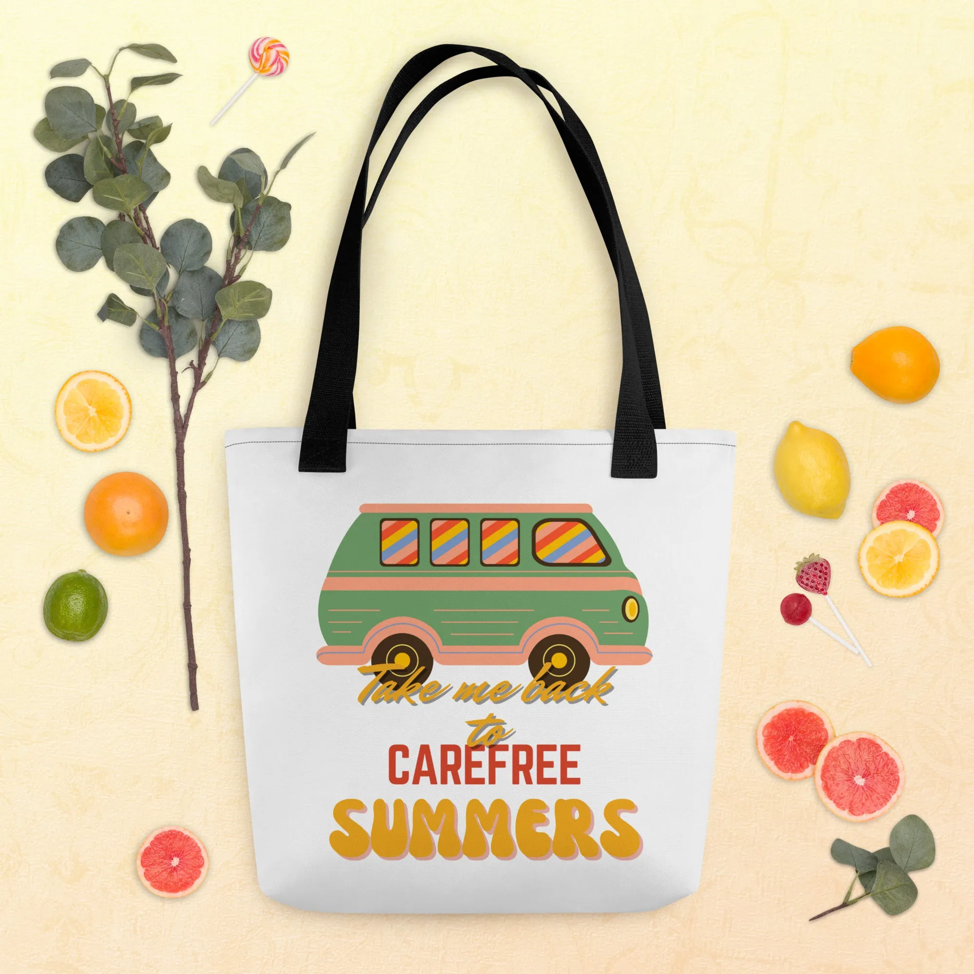 Retro Roadtrip Ready: 'Take Me Back to Carefree Summers' Tote Bag