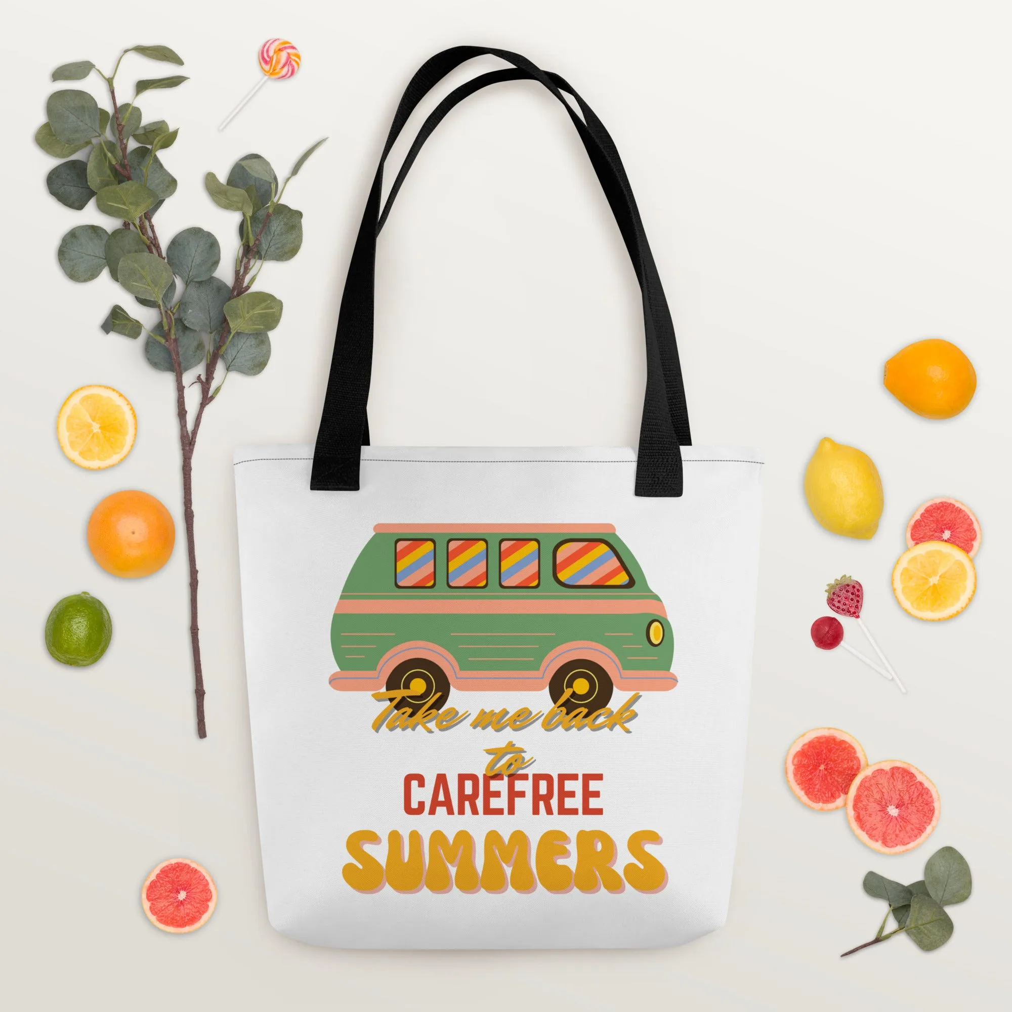 Retro Roadtrip Ready: 'Take Me Back to Carefree Summers' Tote Bag