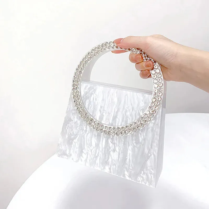 Rhinestone Marble Clutch Bag