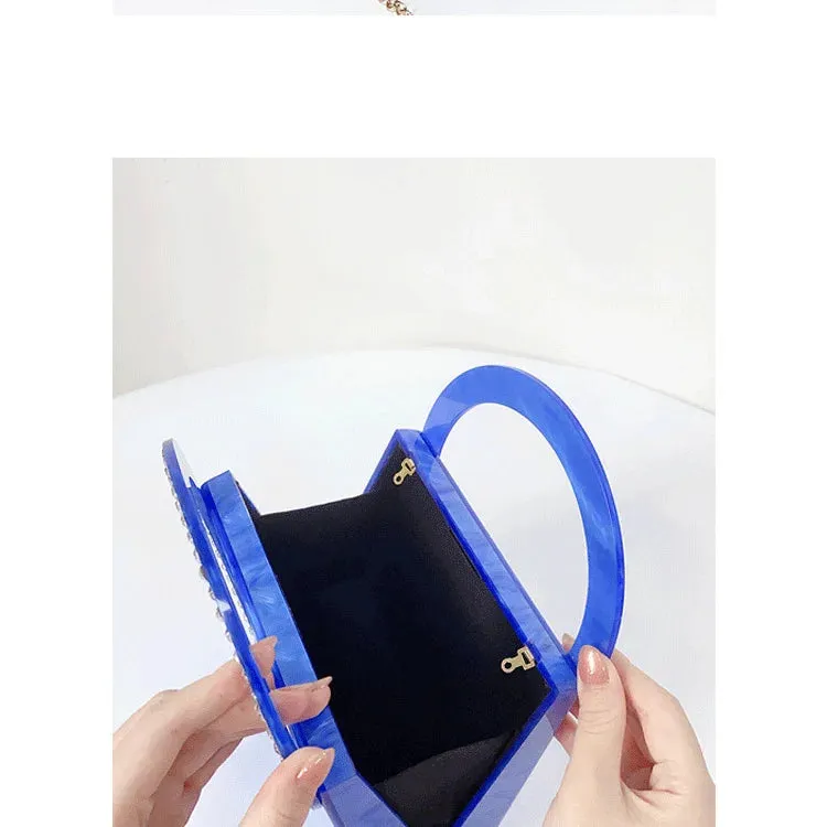 Rhinestone Marble Clutch Bag