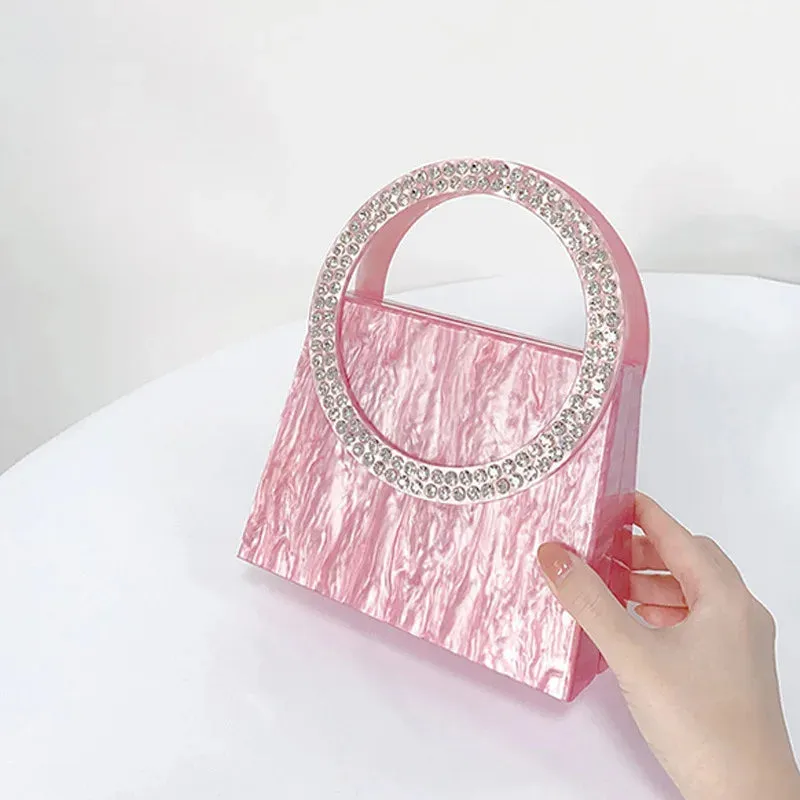 Rhinestone Marble Clutch Bag