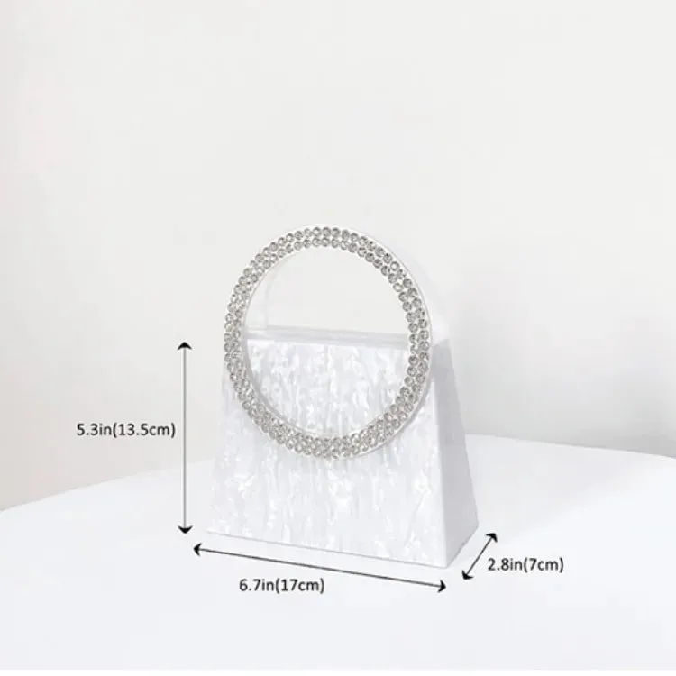 Rhinestone Marble Clutch Bag