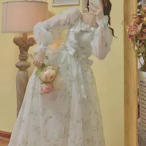 Rosemary Leaf   Dress Kawaii Academia Y2K Cottagecore Coquette Fairycore Dollette Princesscore
