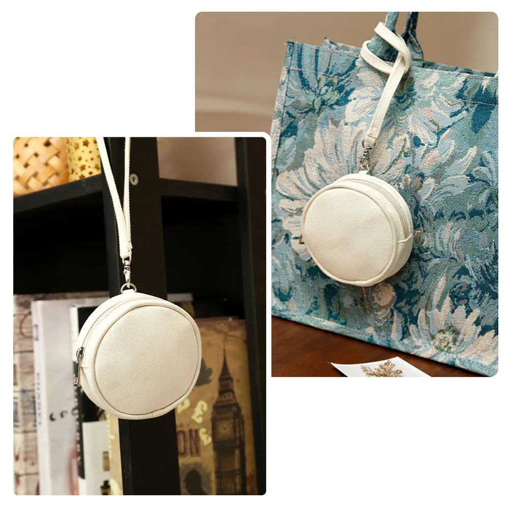 Round coin purse, small canvas hanging bag, small storage bag