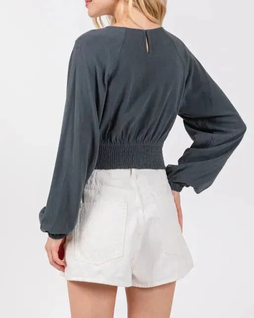 Sandy Beaches Smocked Waist Long Sleeve Top (Assorted Colors)