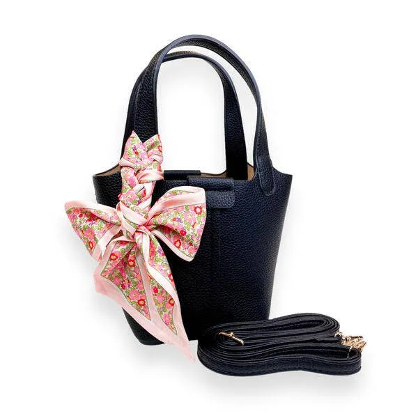 Satchel Bag w/ Scarf: BLACK