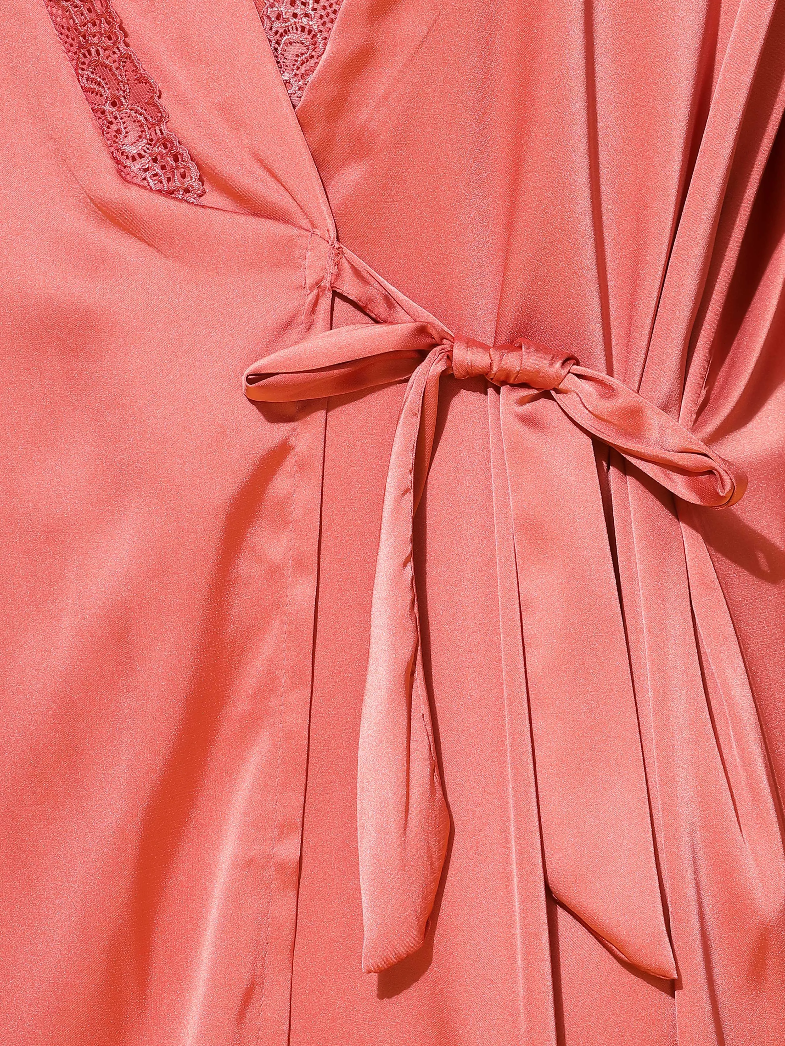 Satin luxury robe with Long Gown Dark Peach