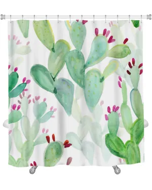Shower Curtain, Watercolor Cactus Pattern
