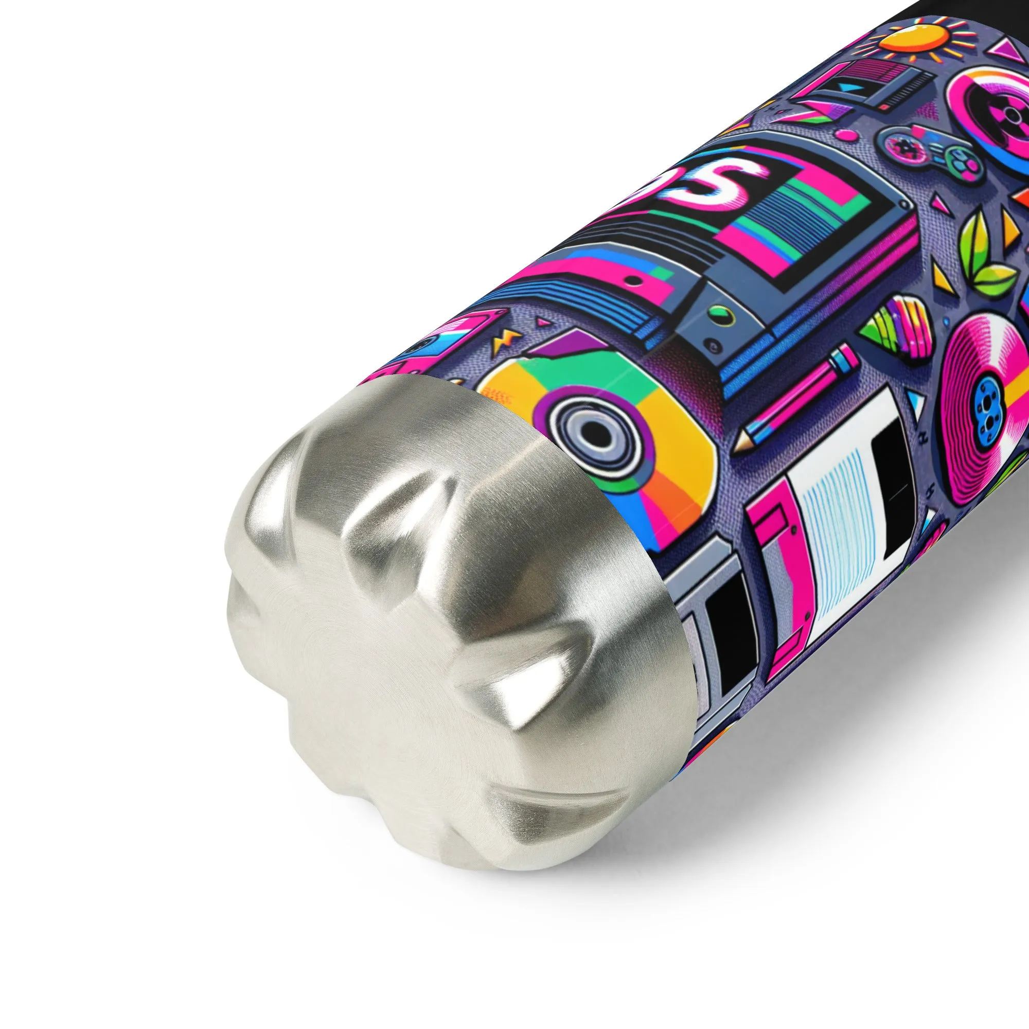 Sip Like It's 1999' Retro Style Stainless Steel Water Bottle 500ml Black and White