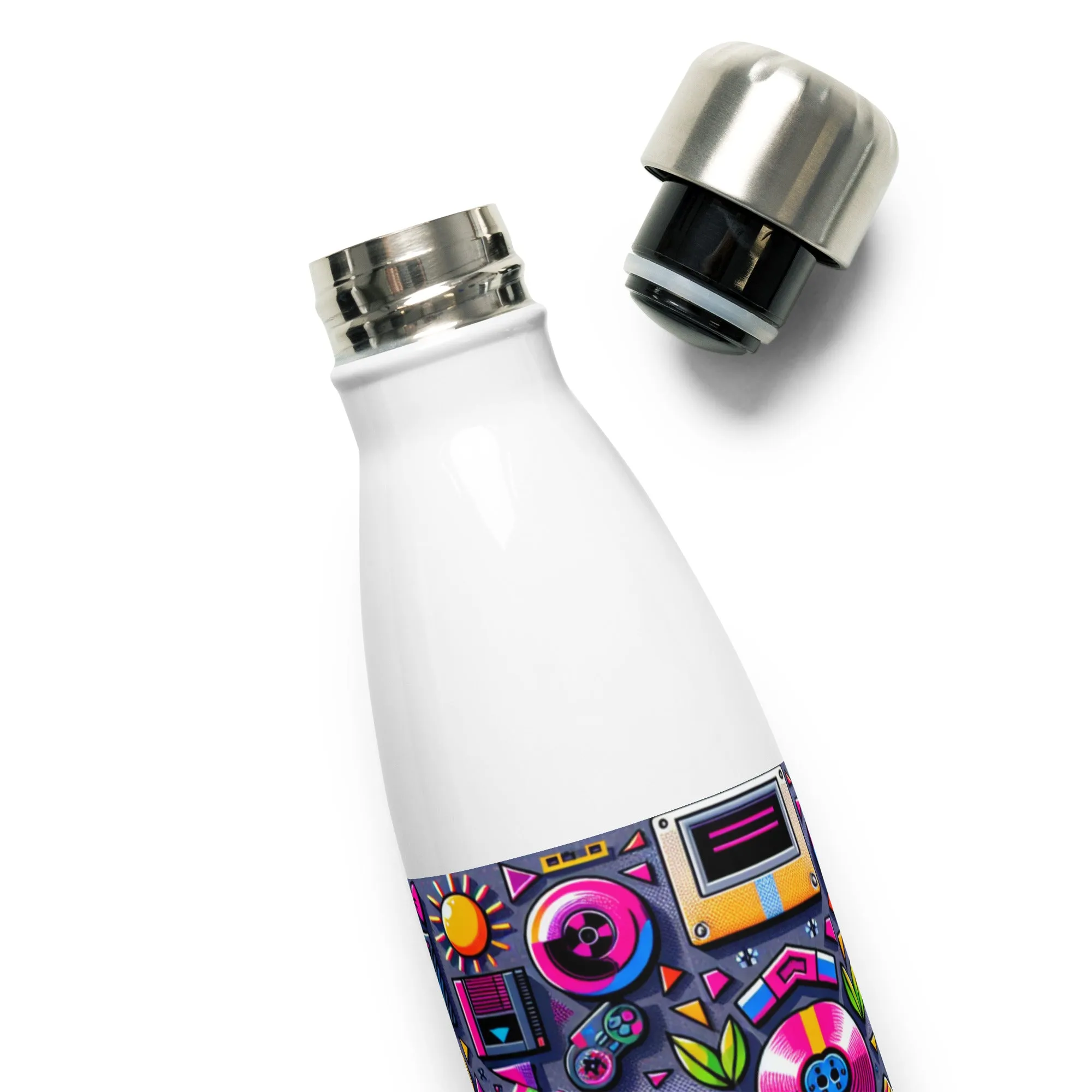 Sip Like It's 1999' Retro Style Stainless Steel Water Bottle 500ml Black and White