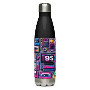 Sip Like It's 1999' Retro Style Stainless Steel Water Bottle 500ml Black and White