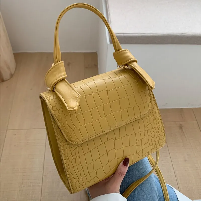 Small Square Bags for Women Hand Designer Luxury Brand PU Leather Shoulder Bag Work Lady Stone Pattern 2021 Purse