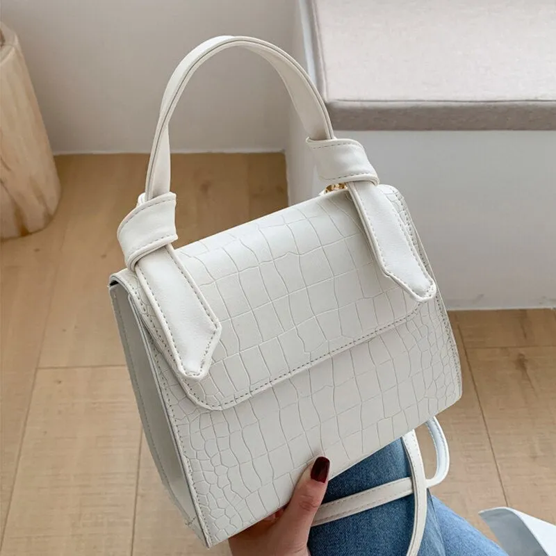 Small Square Bags for Women Hand Designer Luxury Brand PU Leather Shoulder Bag Work Lady Stone Pattern 2021 Purse