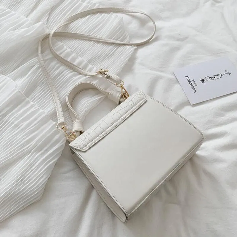 Small Square Bags for Women Hand Designer Luxury Brand PU Leather Shoulder Bag Work Lady Stone Pattern 2021 Purse