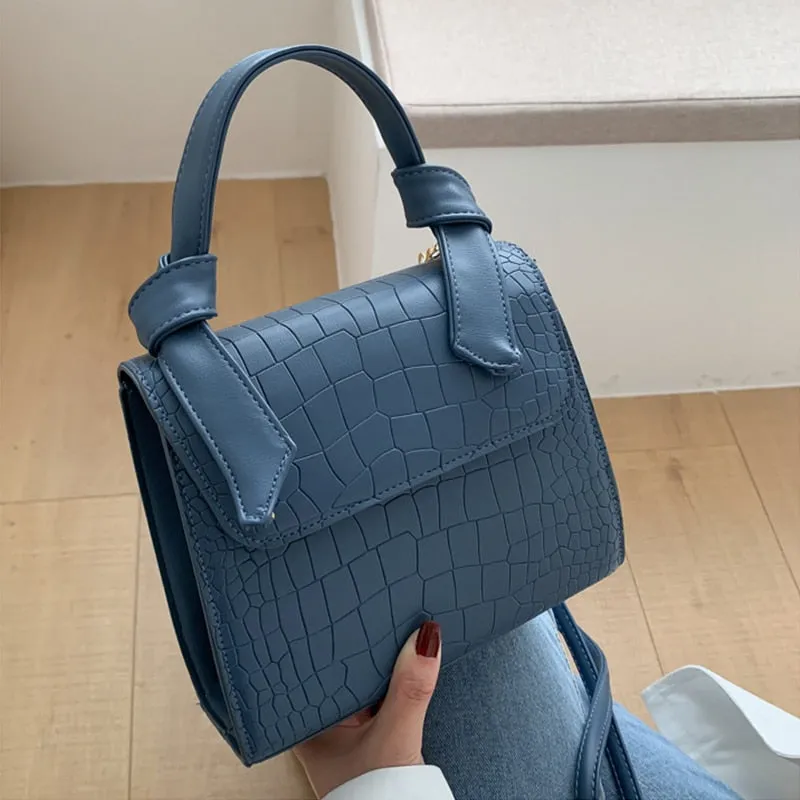 Small Square Bags for Women Hand Designer Luxury Brand PU Leather Shoulder Bag Work Lady Stone Pattern 2021 Purse
