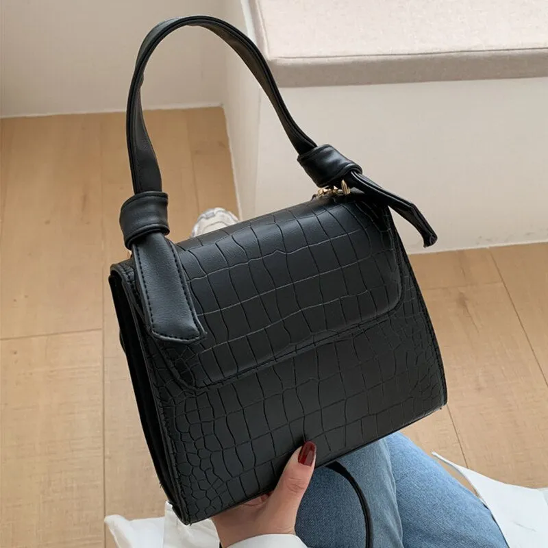 Small Square Bags for Women Hand Designer Luxury Brand PU Leather Shoulder Bag Work Lady Stone Pattern 2021 Purse