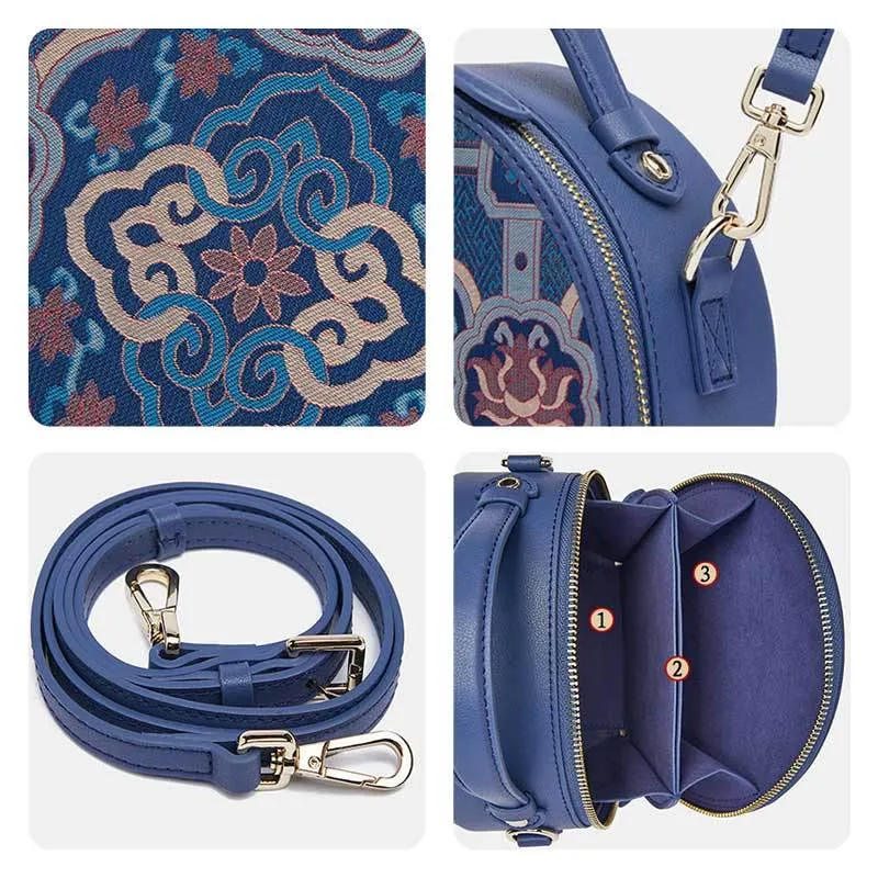 Song Brocade Silk Vintage Round Bag