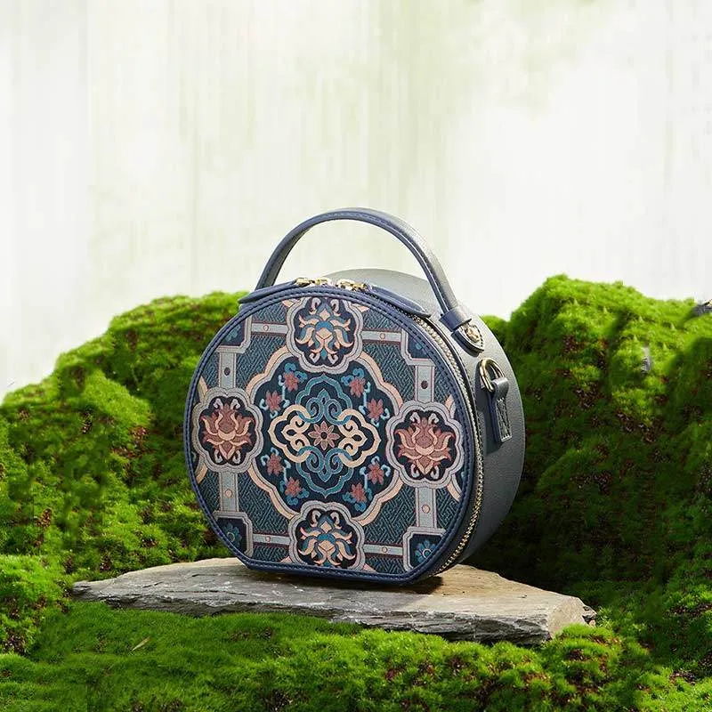 Song Brocade Silk Vintage Round Bag