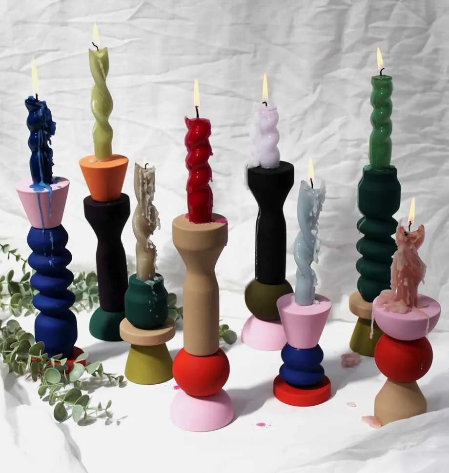 Stack Peach Candlestick Holder