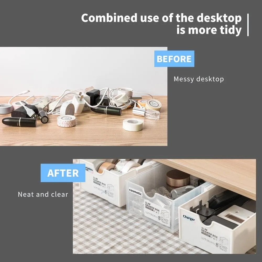 Stackable Mini Storage Box | White & Transparent