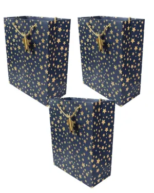 Starry Gift Bag, Medium, Navy Blue, Paper, Set of 3