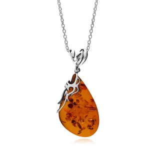 Sterling Silver Free Form Amber Drop Pendant