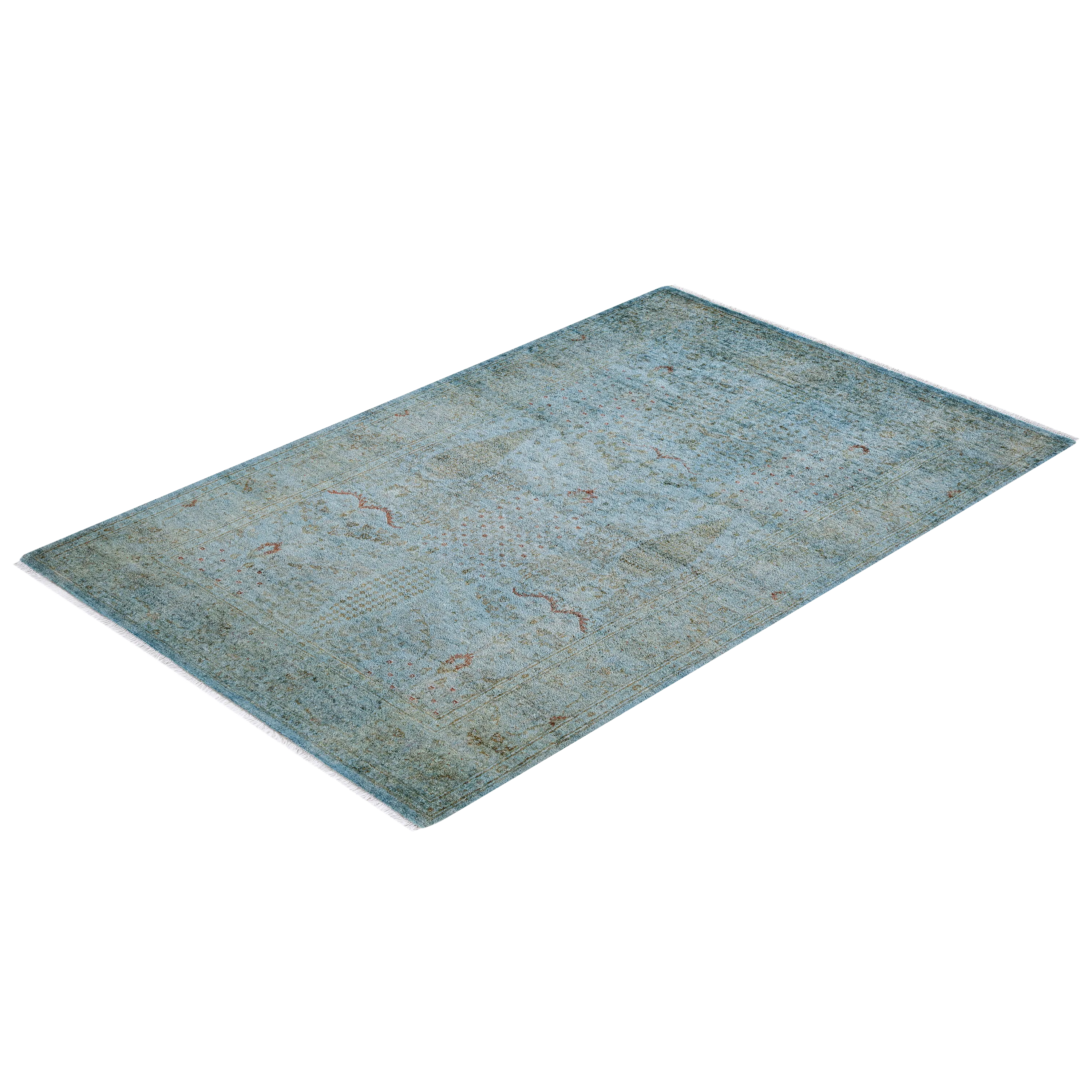 Teal Overdyed Transitional Rug - 3'10" x 6'1"