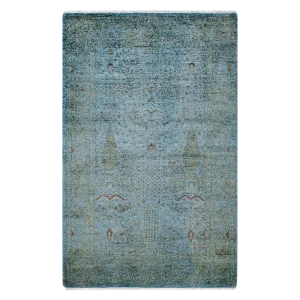 Teal Overdyed Transitional Rug - 3'10" x 6'1"