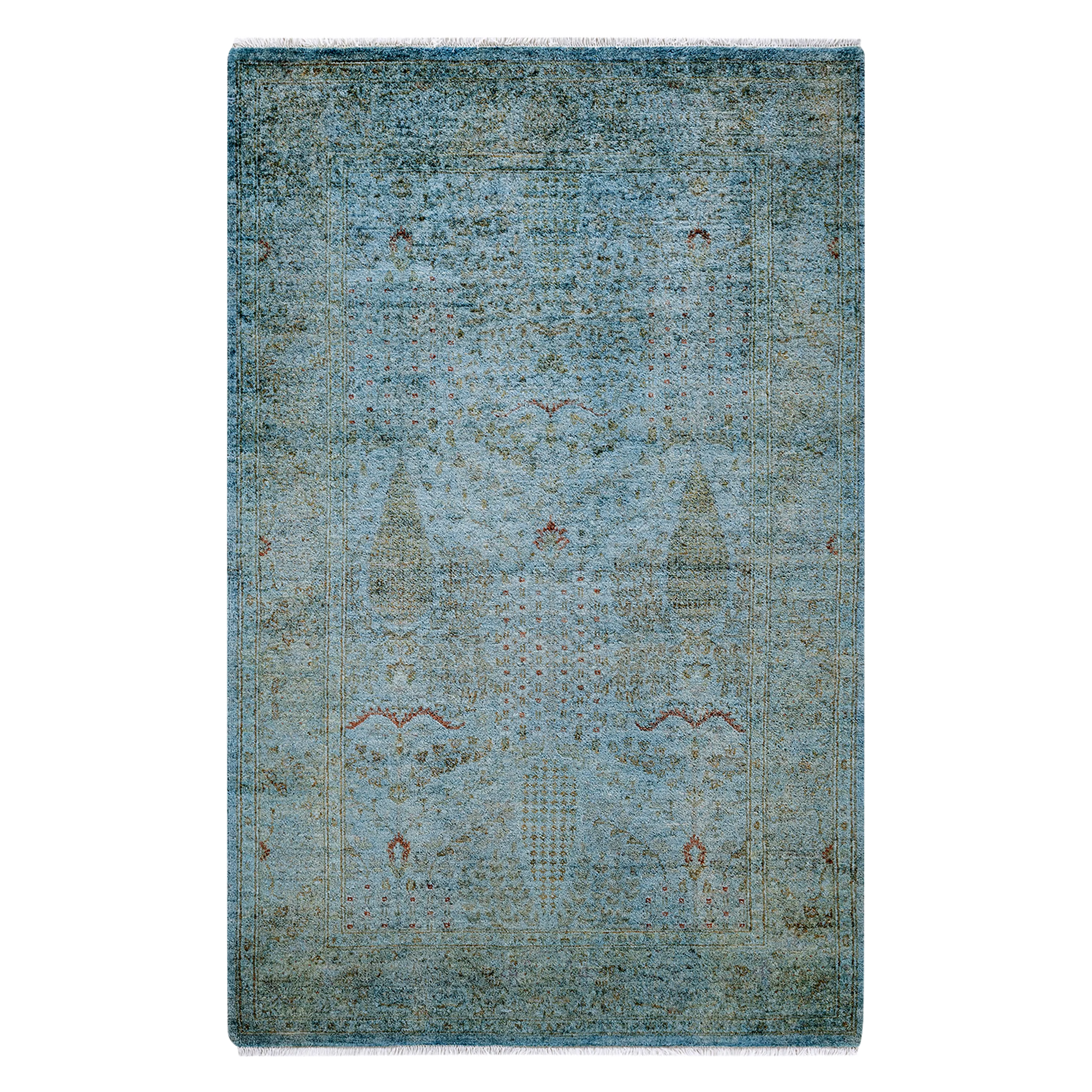 Teal Overdyed Transitional Rug - 3'10" x 6'1"