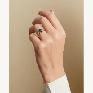 Teal Pear Sapphire Luminous Cluster Ring