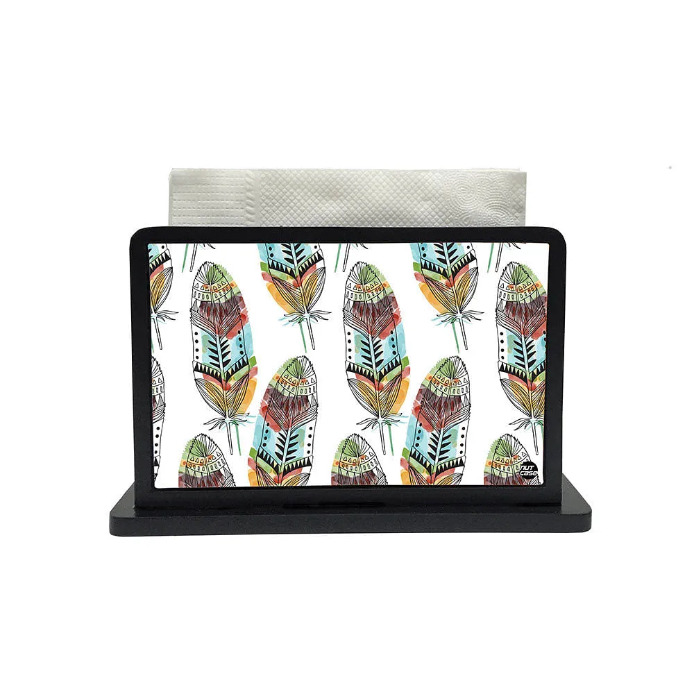 Tissue Holder Paper Napkin Stand - Feathers White
