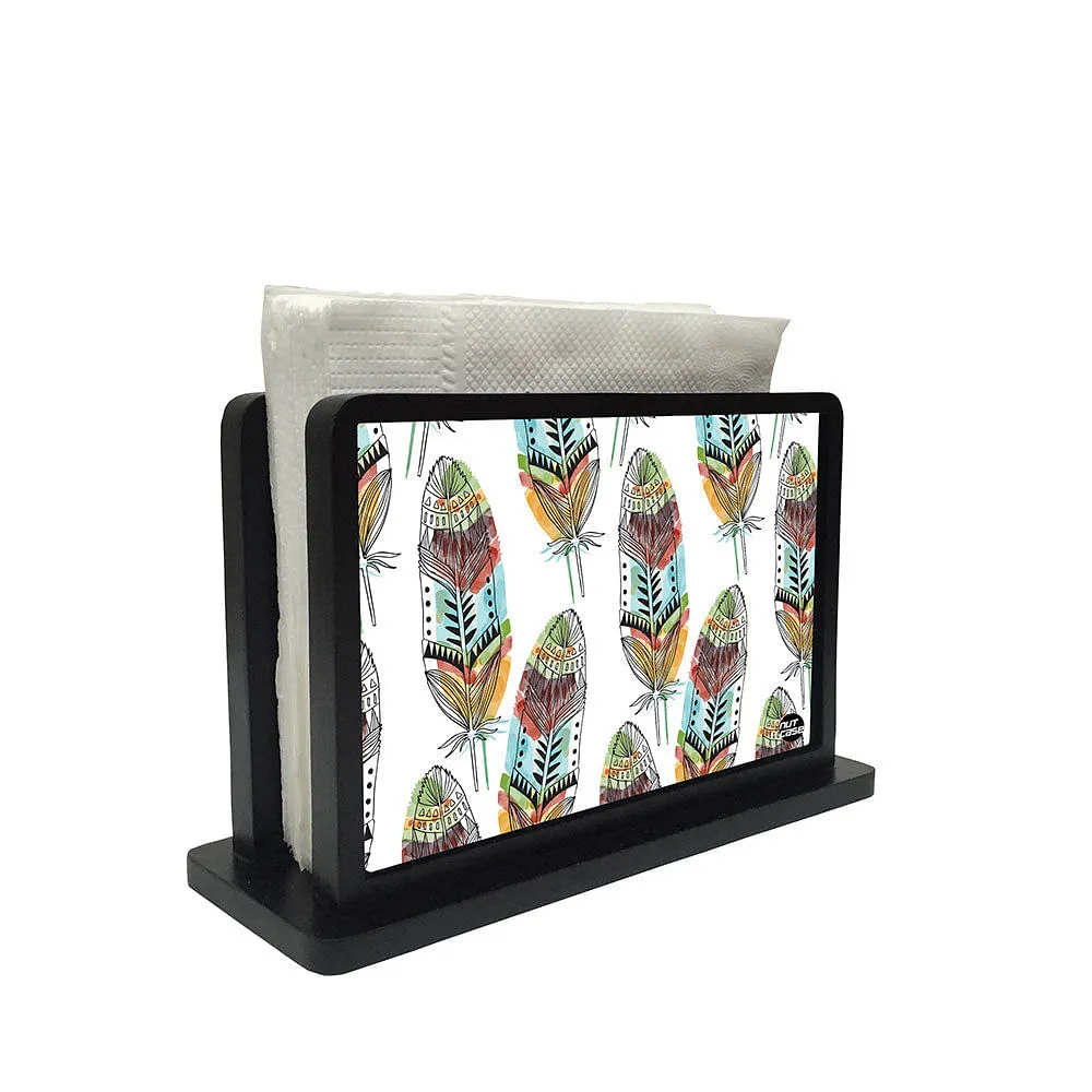 Tissue Holder Paper Napkin Stand - Feathers White