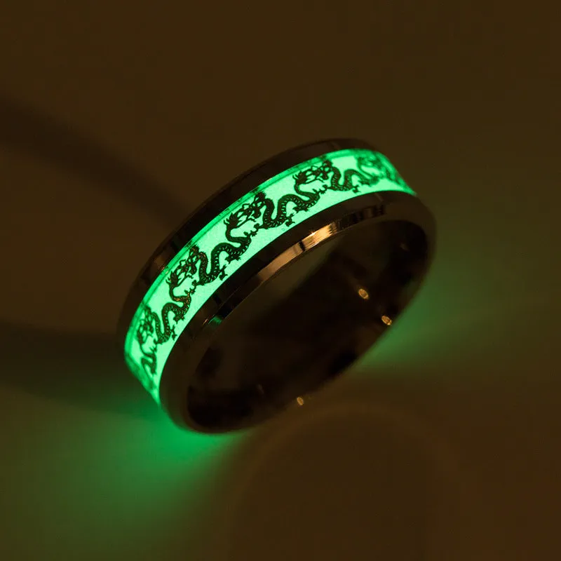 Titanium Dragon Ring - European Style Men's Jewelry with Luminous Features