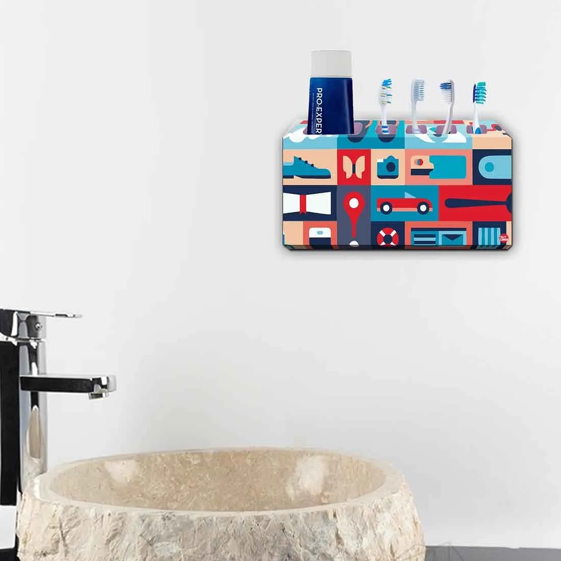 Toothbrush Holder Wall Mounted -Retro Elements